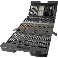 Lumberjack Drill Bit Set 205 Piece HSS Masonry Metal Wood Flat Pozi Bits & Case