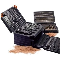 Lumberjack 300Pc HSS Drill Bit Set For Masonry Metal Wood Flat Pozi Bits In Case