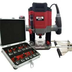 Lumberjack 1/4 Inch Plunge Router With 12 Piece 1/4 Inch Router Cutter Set