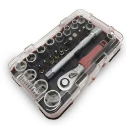 Lumberjack Socket & Bit Set Metric 25 Pc 1/4" Drive Ratchet In Pocket Size Case