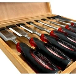 Lumberjack 8 Piece Bevel Edge Chisel Set In Wooden Case -Home Tools Shop WCS8P3