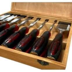 Lumberjack 8 Piece Bevel Edge Chisel Set In Wooden Case -Home Tools Shop WCS8P4