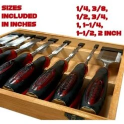 Lumberjack 8 Piece Bevel Edge Chisel Set In Wooden Case -Home Tools Shop WCS8P7