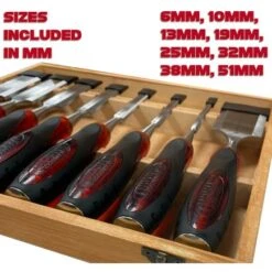 Lumberjack 8 Piece Bevel Edge Chisel Set In Wooden Case -Home Tools Shop WCS8P8
