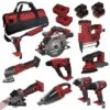 Lumberjack Cordless 20V 10 Piece Power Tool Kit Combi SDS Drill Circular Saw Nail Gun 4ah Battery & More