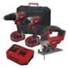 Lumberjack Cordless 20V Twin Kit Combi Drill Impact Driver Drill & Jigsaw With 4A Batteries & Fast Charger