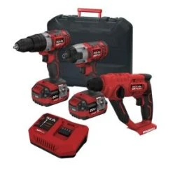 Lumberjack Cordless 20V Twin Kit Combi Drill Impact Driver & SDS Drill With 4A Batteries & Fast Charger