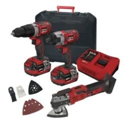 Lumberjack Cordless 20V Twin Kit Combi Drill Impact Driver Drill & Multi Tool With 4A Batteries & Fast Charger