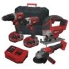 Lumberjack Cordless 20V Combi Drill Impact Driver Drill Jigsaw & Angle Grinder With 4A Batteries & Fast Charger