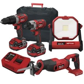 Lumberjack Cordless 20V Combi Drill Impact Driver Drill Work Light & Recip Reciprocating Saw With 4A Batteries & Fast Charger 1 Lumberjack Cordless 20V Combi Drill Impact Driver Drill Work Light & Recip Reciprocating Saw With 4A Batteries & Fast Charger