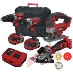 Lumberjack Cordless 20V Combi Drill Impact Driver Drill Jigsaw & Plunge Saw With 4A Batteries & Fast Charger