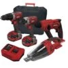 Lumberjack Cordless 20V Combi Drill Impact Driver Vacuum & SDS Drill With 4A Batteries & Fast Charger