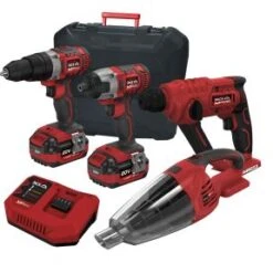 Lumberjack Cordless 20V Combi Drill Impact Driver Vacuum & SDS Drill With 4A Batteries & Fast Charger