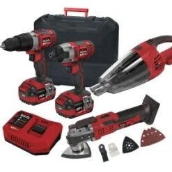 Lumberjack Cordless 20V Combi Drill Impact Driver Drill Vacuum & Multi Tool With 4A Batteries & Fast Charger