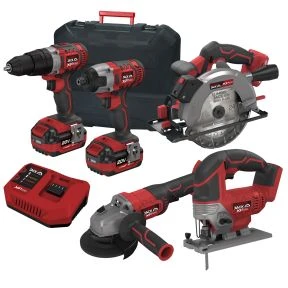 Lumberjack Cordless 20V Combi Drill Impact Driver Drill Jigsaw Circular Saw & Angle Grinder With 4A Batteries & Fast Charger 1 Lumberjack Cordless 20V Combi Drill Impact Driver Drill Jigsaw Circular Saw & Angle Grinder With 4A Batteries & Fast Charger