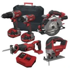Lumberjack Cordless 20V Combi Drill Impact Driver Drill Jigsaw Circular Saw & Recip Saw With 4A Batteries & Fast Charger