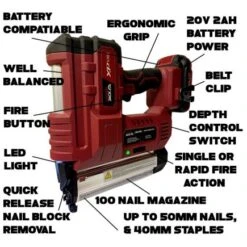 Lumberjack Cordless 20V XPSERIES Nail & Staple Gun Kit Fast Charger And 2Ah Battery With Case 12 Lumberjack Cordless 20V XPSERIES Nail & Staple Gun Kit Fast Charger And 2Ah Battery With Case -Home Tools Shop nailer2