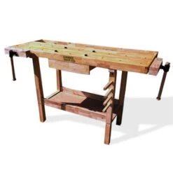 Lumberjack Heavy Duty Solid Wooden Woodworking Work Bench Drawer 2 Vice